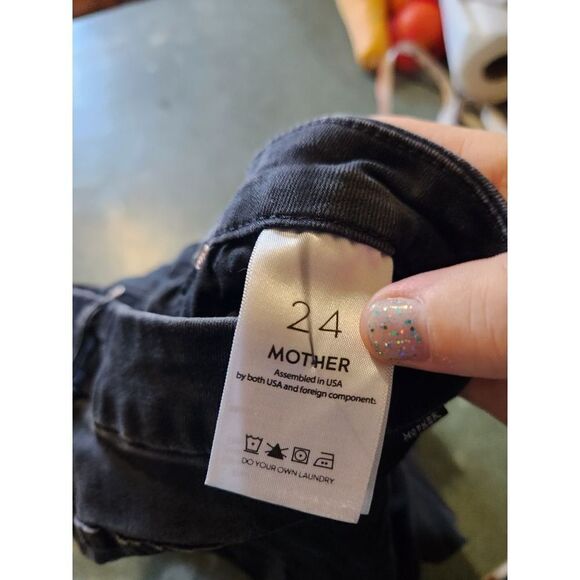 Mother The Looker Crop Black Jeans Not Guilty sz 24 - Picture 4 of 7